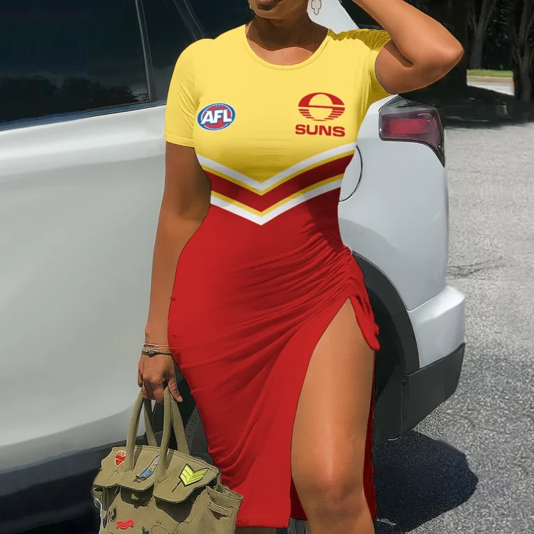 Gold Coast SUNS Australian Football League Exclusive Logo Bodycon Sports Dress HOAFL070825DR01GCFC