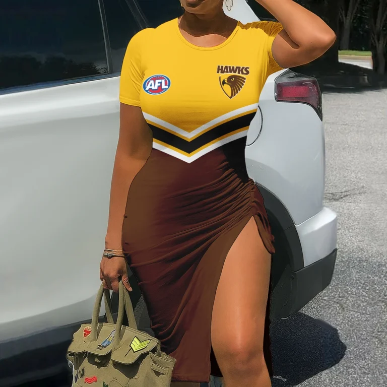 Hawthorn Hawks Australian Football League Exclusive Logo Bodycon Sports Dress HOAFL070825DR01HAW