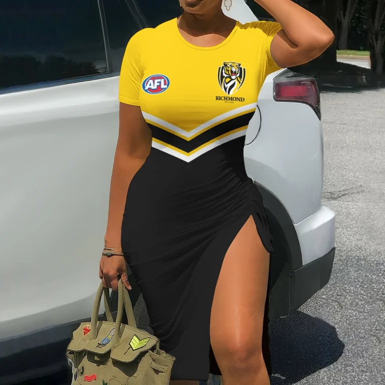 Richmond Tigers Australian Football League Exclusive Logo Bodycon Sports Dress HOAFL070825DR01RICH