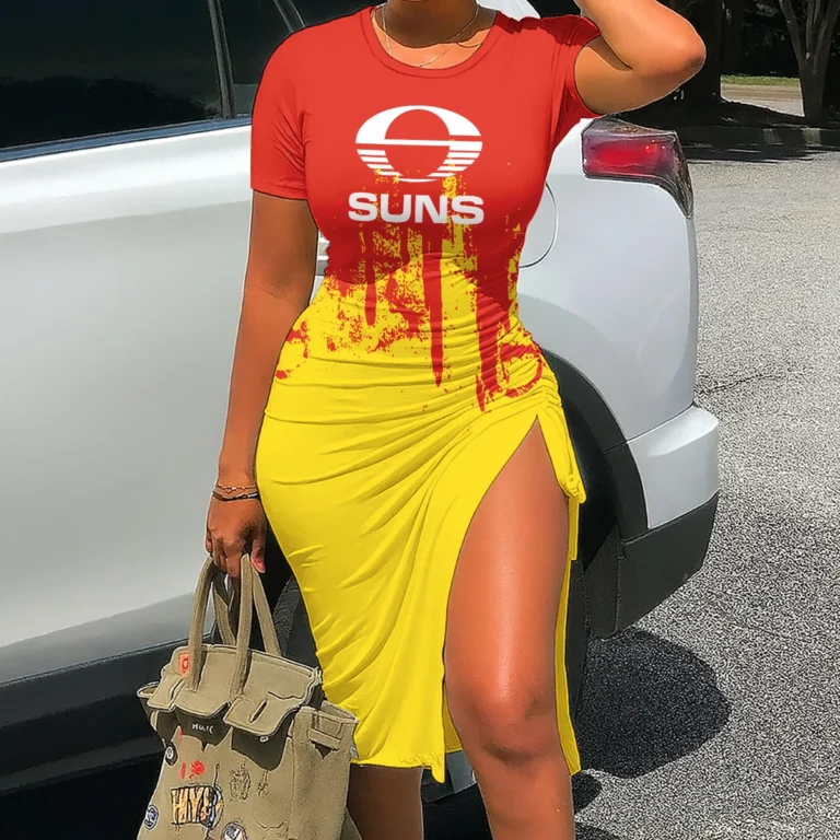 Gold Coast SUNS Australian Football League Exclusive Logo Bodycon Sports Dress HOAFL080825DR01GCFC