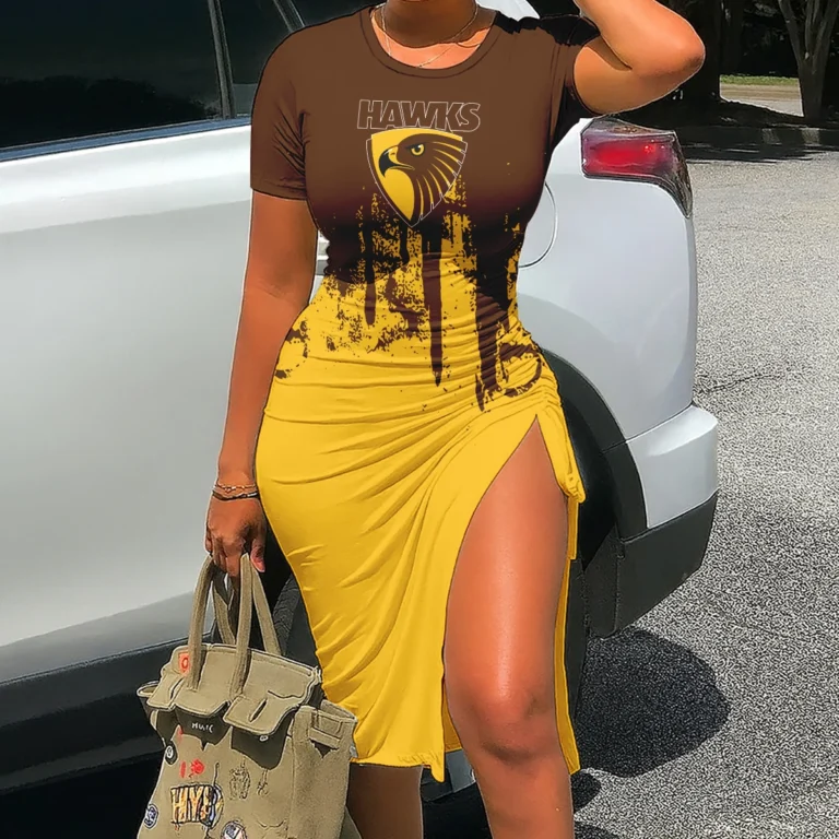 Hawthorn Hawks Australian Football League Exclusive Logo Bodycon Sports Dress HOAFL080825DR01HAW