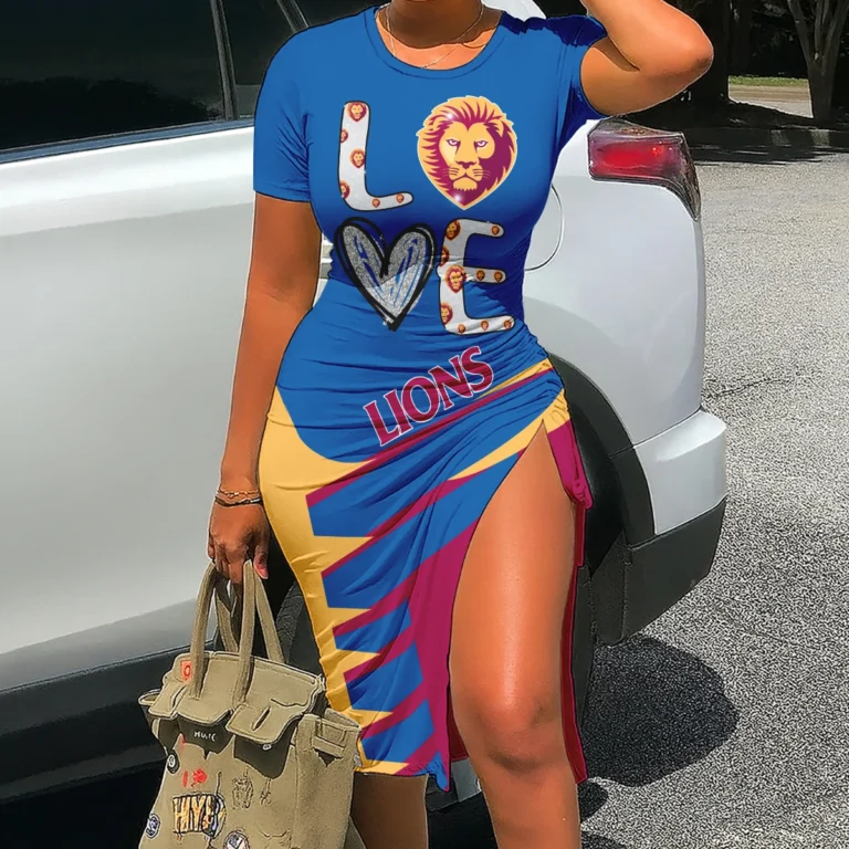 Brisbane Lions Australian Football League Exclusive Logo Bodycon Sports Dress HOAFL080825DR02BL