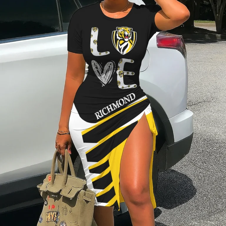Richmond Tigers Australian Football League Exclusive Logo Bodycon Sports Dress HOAFL080825DR02RICH