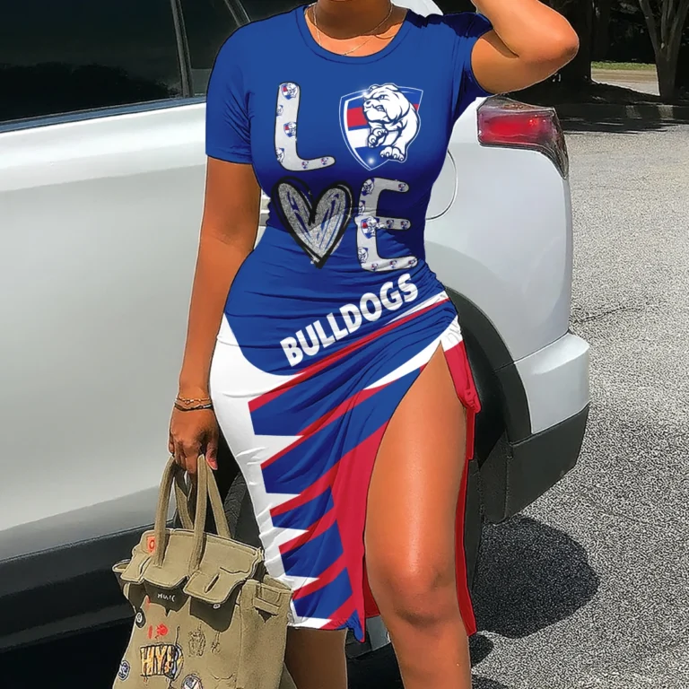 Western Bulldogs Australian Football League Exclusive Logo Bodycon Sports Dress HOAFL080825DR02WB