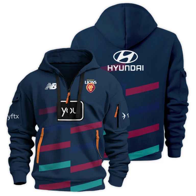 Brisbane Lions Australian Football League Exclusive Logo Hoodie Half Zipper HOAFL130825A01BLHDF
