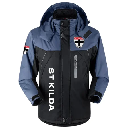 St Kilda Saints Exclusive Logo Outdoor Charging Suit Plush Waterproof Windproof Jacket Detachable Hood HOAFL270825PCS01STK