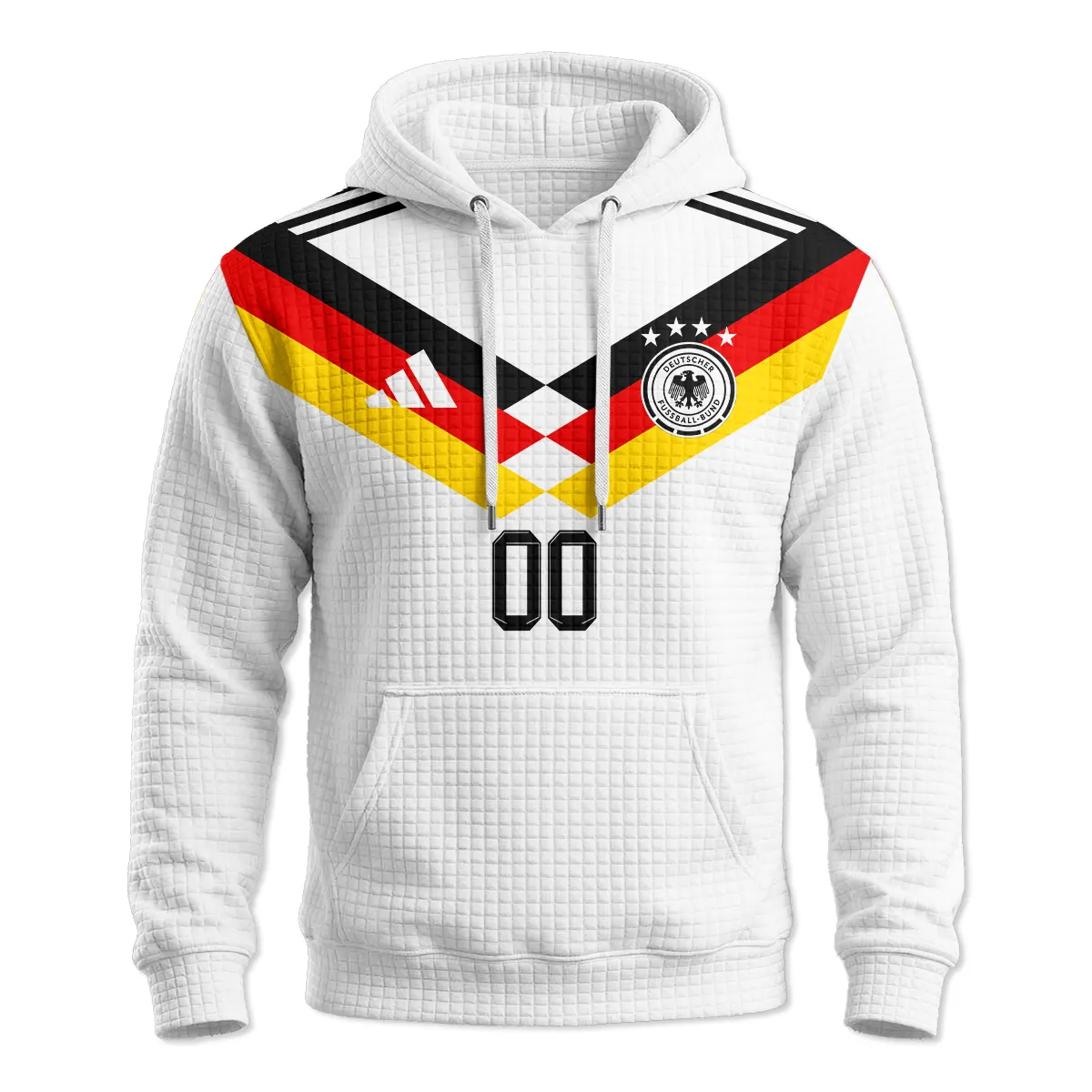 Germany 25/26 Home Kit Hoodie Quilted Waffle All Over Prints - Gift for Germany Fans QTVA2003GER1-HQW - Image 2