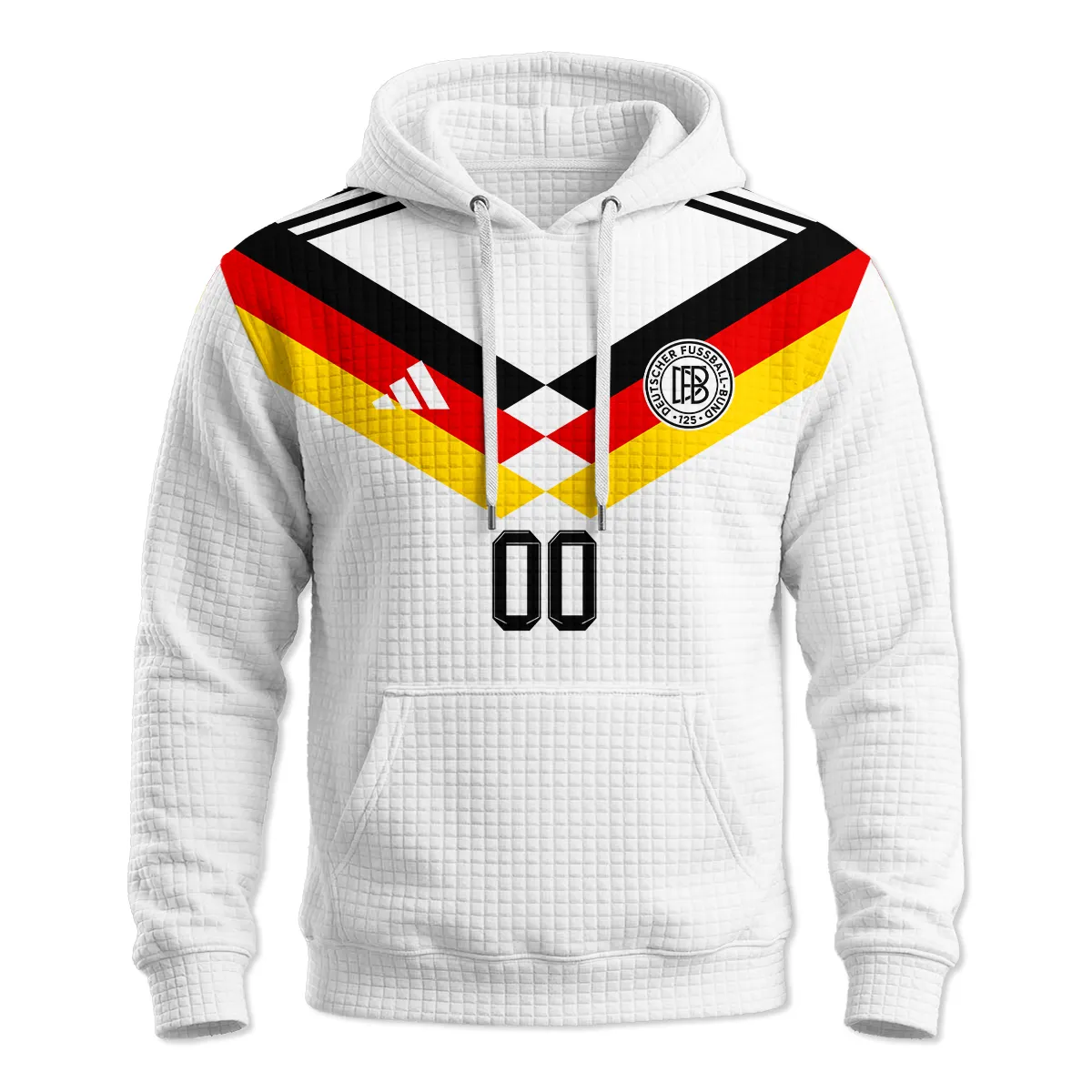 Germany 25/26 Home Kit Hoodie Quilted Waffle All Over Prints - Gift for Germany Fans QTVA2003GER2-HQW - Image 2