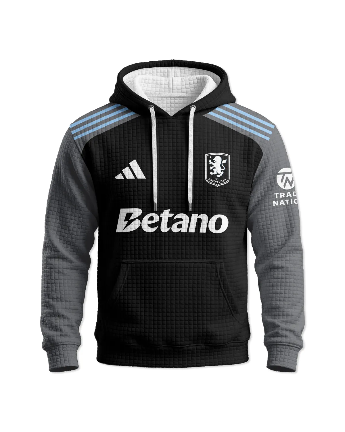 Aston Villa 25/26 Away Kit Hoodie Quilted Waffle All Over Prints - Gift for Aston Villa Fans QTVA2302AVL02-HQW - Image 2