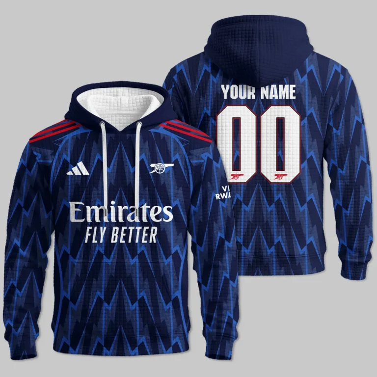 Arsenal 25/26 Away Kit Hoodie Quilted Waffle All Over Prints - Gift for Arsenal Fans QTARS190326A2-HQW