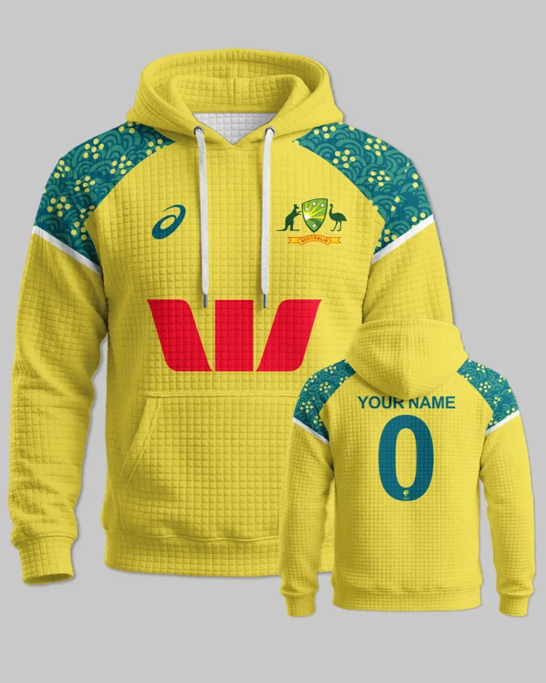 Cricket Australia ODI Mens 25/26 Hoodie Quilted Waffle All Over Prints - Gift for Australia Fans QTCK300326AA1-HQW