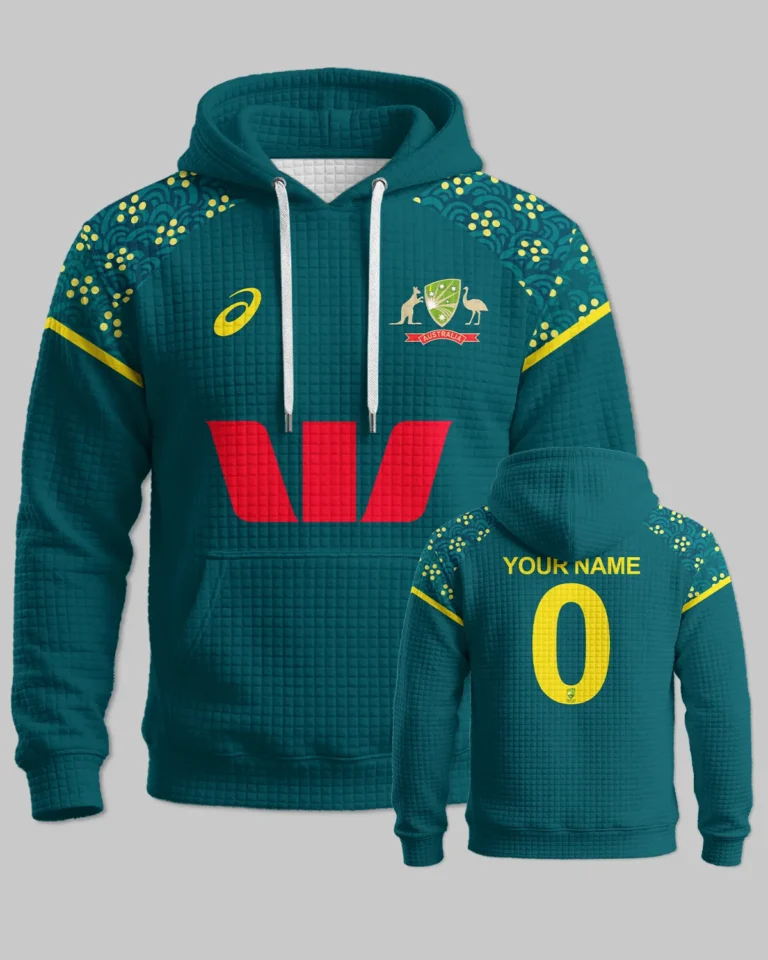Cricket Australia T20 Mens 25/26 Hoodie Quilted Waffle All Over Prints - Gift for Australia Fans QTCK300326AA2-HQW