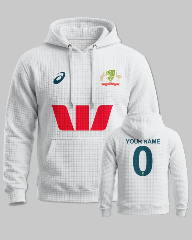 Cricket Australia Test Mens 25/26 Hoodie Quilted Waffle All Over Prints - Gift for Australia Fans QTCK300326AA3-HQW