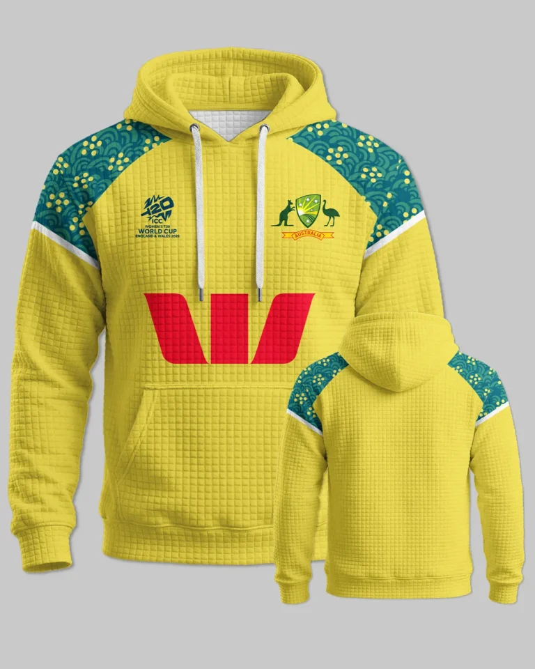 Cricket Australia ODI 2026 Women's T20 World Cup Hoodie Quilted Waffle All Over Prints - Gift for Australia Fans QTCK300326AA4-HQW