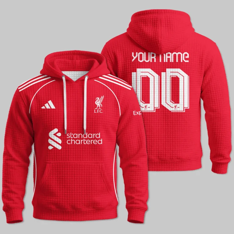 Liverpool 25/26 Home Kit Hoodie Quilted Waffle All Over Prints - Gift for Liverpool Fans QTLIV190326A1-HQW