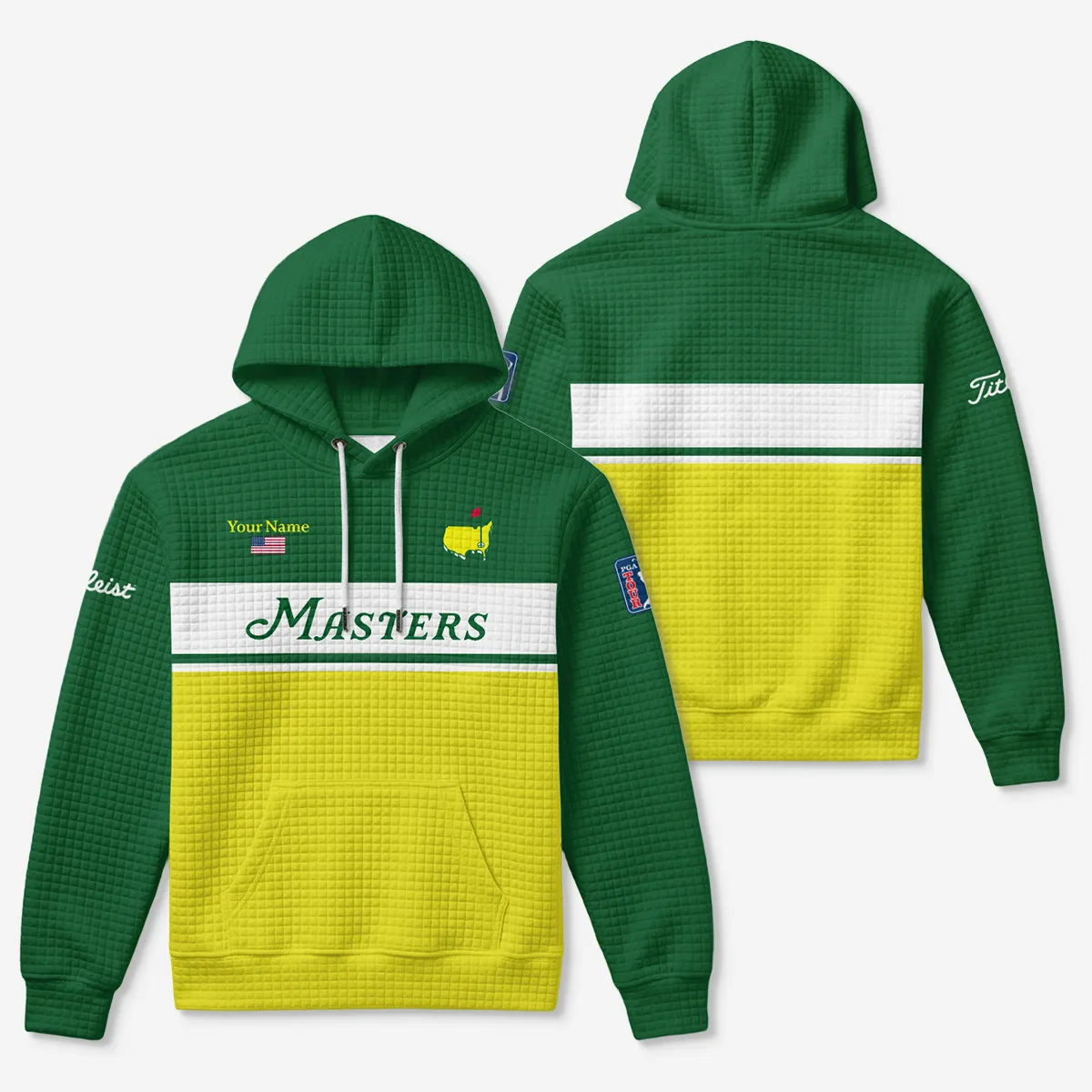 Masters Tournament Titleist Hoodie Quilted Waffle All Over Prints QTMT100325A1TL-HQW - Image 3
