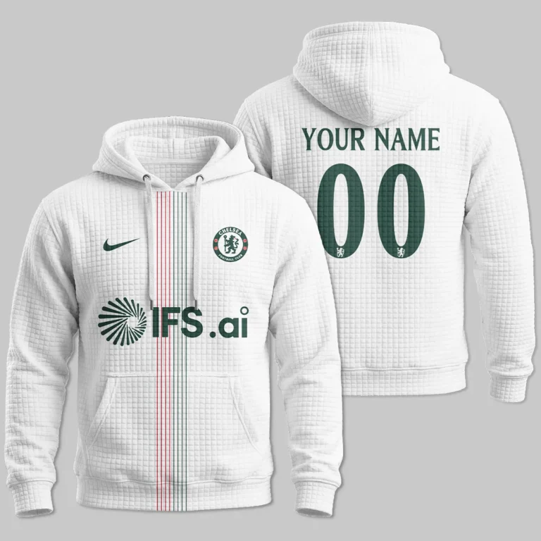 Chelsea 25/26 Away Kit Hoodie Quilted Waffle All Over Prints - Gift for Chelsea Fans QTVA1903CHE01-HQW