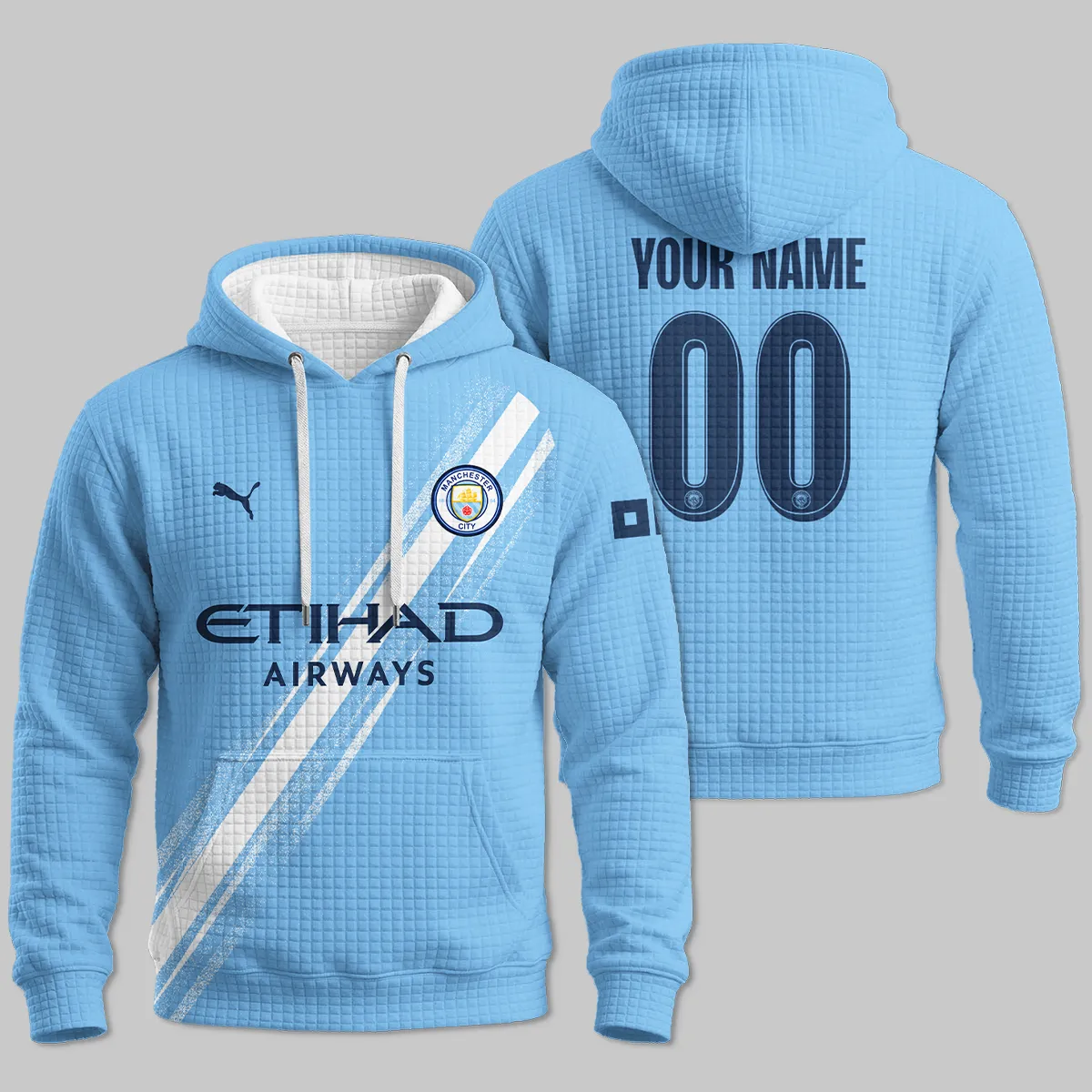 Manchester City 25/26 Home Kit Hoodie Quilted Waffle All Over Prints - Gift for Manchester City Fans QTVA1903MCI01-HQW