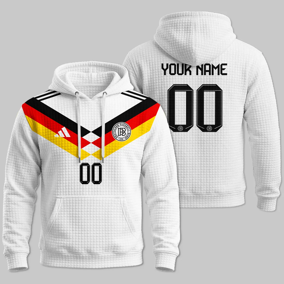 Germany 25/26 Home Kit Hoodie Quilted Waffle All Over Prints - Gift for Germany Fans QTVA2003GER2-HQW