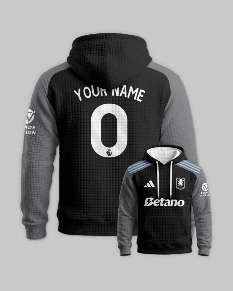 Aston Villa 25/26 Away Kit Hoodie Quilted Waffle All Over Prints - Gift for Aston Villa Fans QTVA2302AVL02-HQW