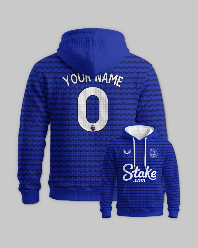 Everton 25/26 Home Kit Hoodie Quilted Waffle All Over Prints - Gift for Everton Fans QTVA2302EVE01-HQW