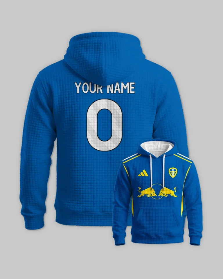 Leeds United 25/26 Away Kit Hoodie Quilted Waffle All Over Prints - Gift for Leeds United Fans QTVA2302LEE02-HQW