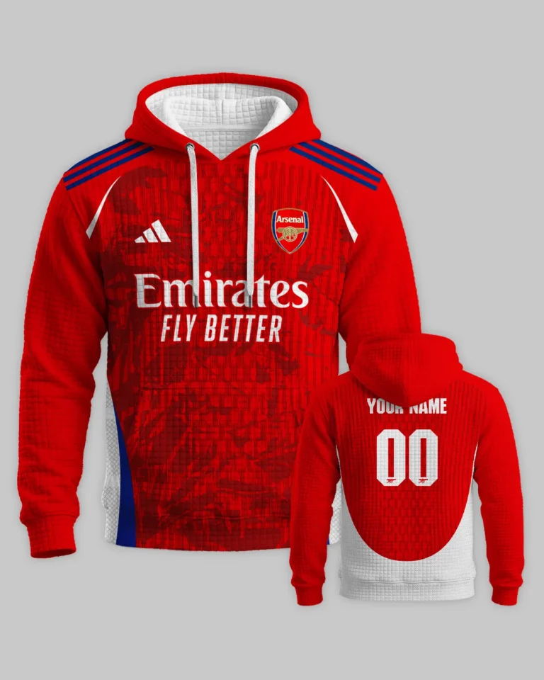 Arsenal Concept Kits Hoodie Quilted Waffle All Over Prints - Gift for Arsenal Fans QTVA3003ARS01-HQW