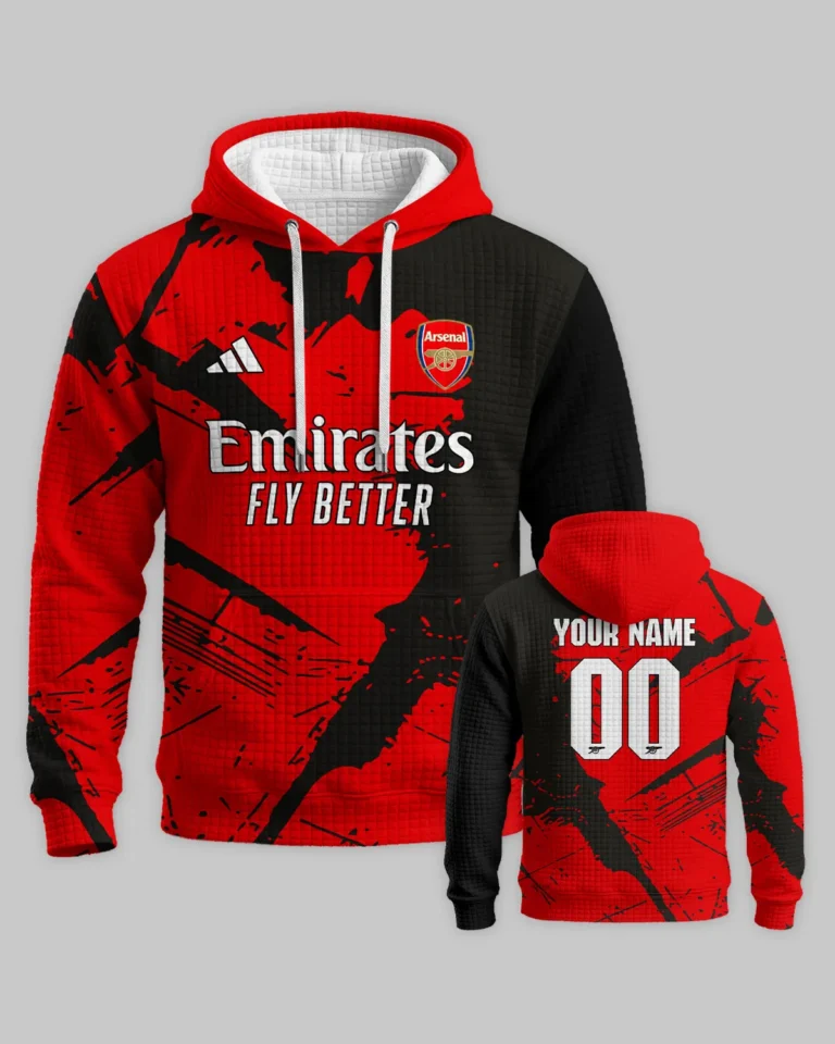 Arsenal Concept Kits Hoodie Quilted Waffle All Over Prints - Gift for Arsenal Fans QTVA3003ARS05-HQW