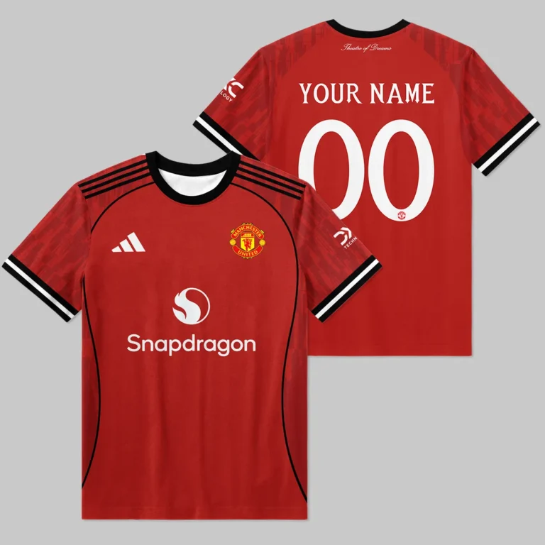 Manchester United 25/26 Home Kit T-Shirt All Over Prints - Gift for Manchester United Fans QTMUN190326A1-TS