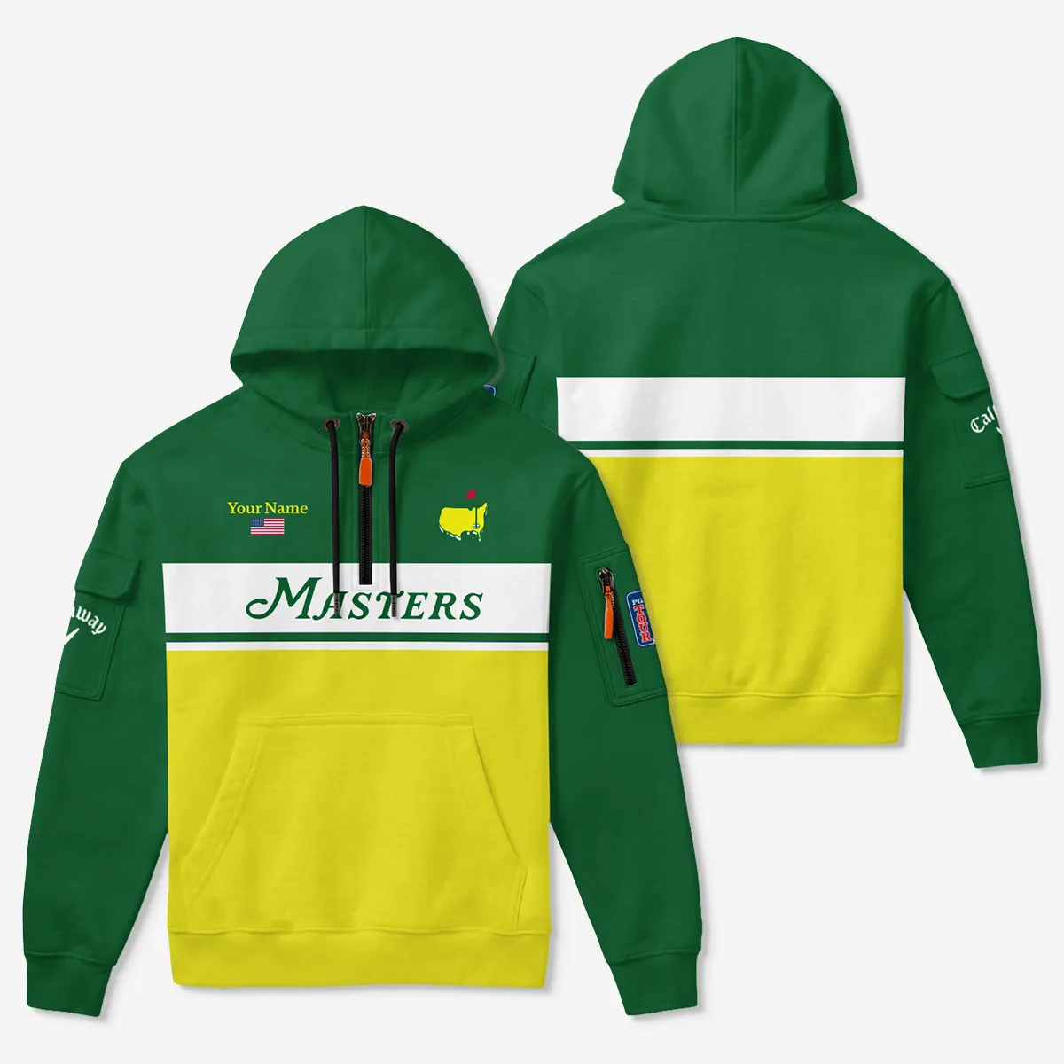 Callaway Masters Tournament Zip Neck Hoodie All Over Prints QTMT100325A1CLW-ZLU - Image 3