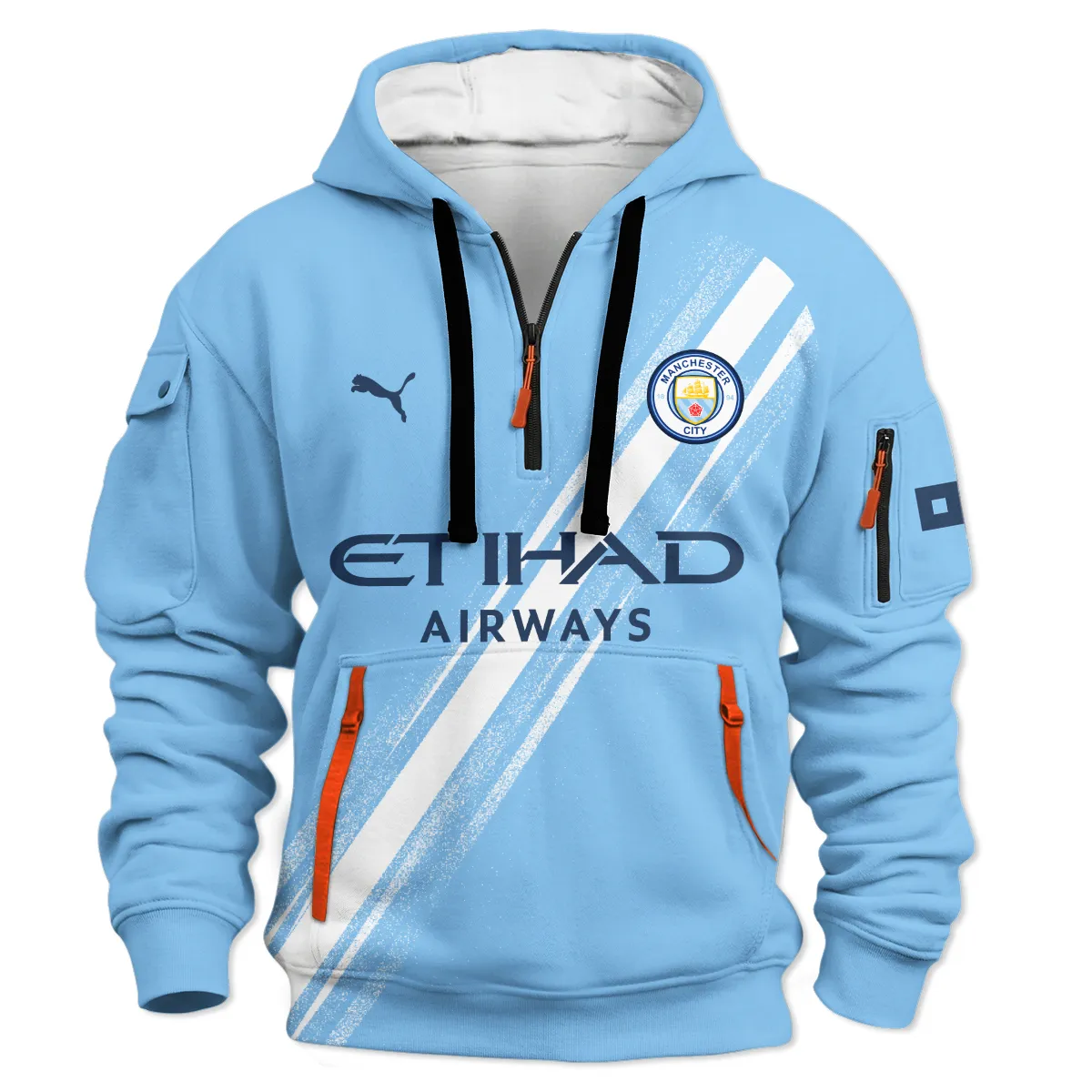 Manchester City 25/26 Home Kit Hoodie Half Zipper All Over Prints - Gift for Manchester City Fans QTVA1903MCI01-HDF - Image 2