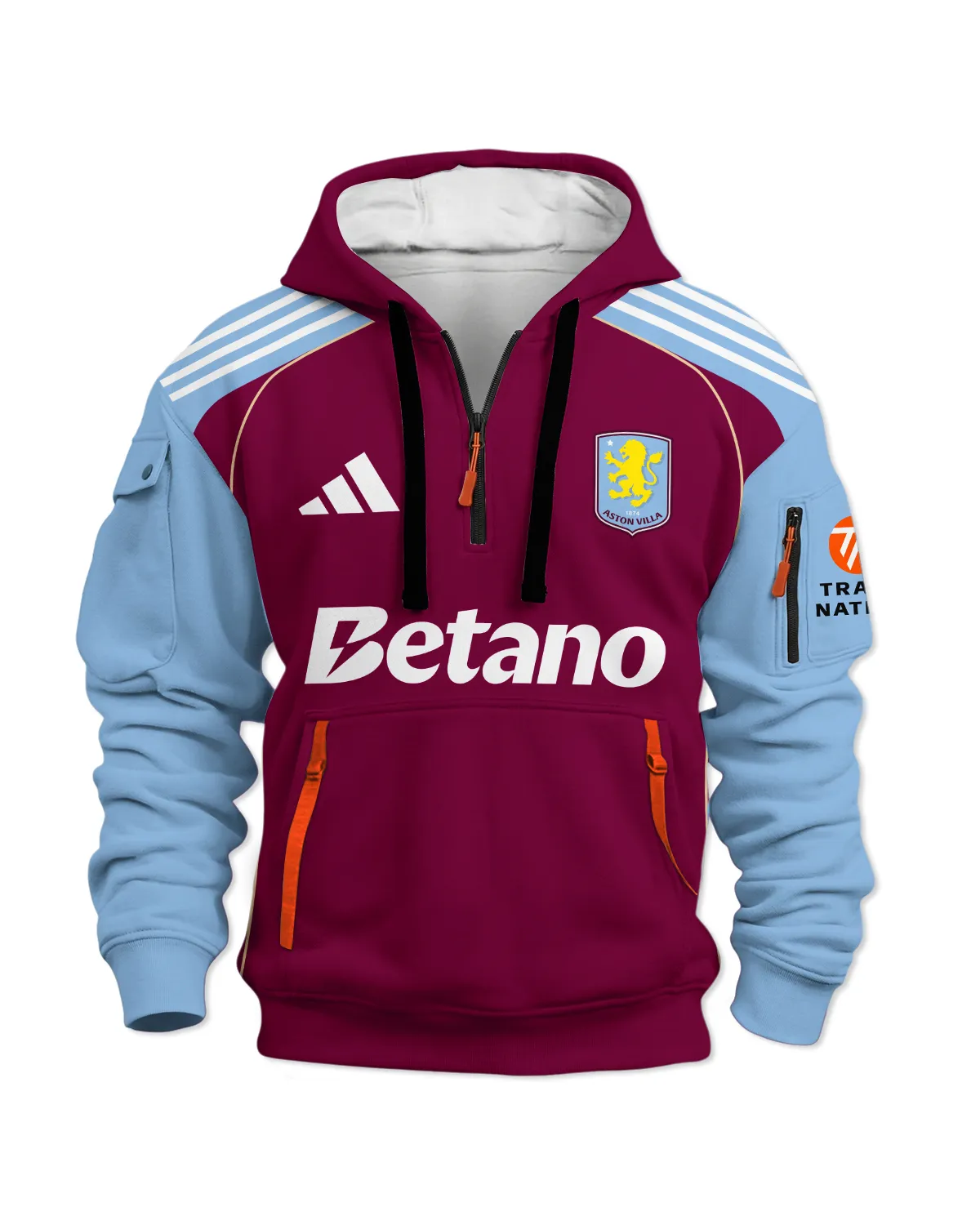 Aston Villa 25/26 Home Kit Hoodie Half Zipper All Over Prints - Gift for Aston Villa Fans QTVA2302AVL01-HDF - Image 2