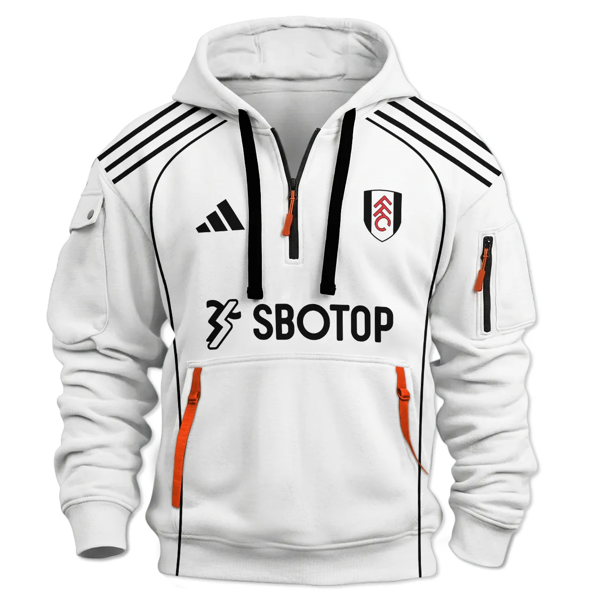 Fulham 25/26 Home Kit Hoodie Half Zipper All Over Prints - Gift for Fulham Fans QTVA2302FUL01-HDF - Image 2