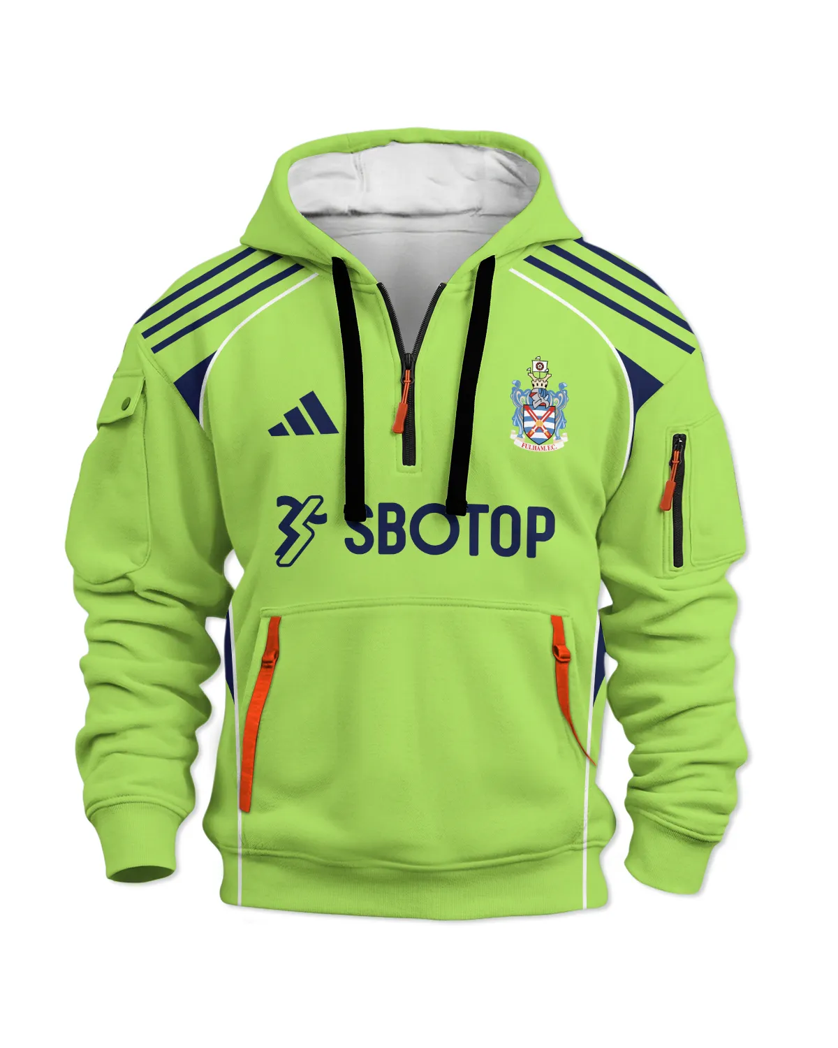 Fulham 25/26 Away Kit Hoodie Half Zipper All Over Prints - Gift for Fulham Fans QTVA2302FUL02-HDF - Image 2