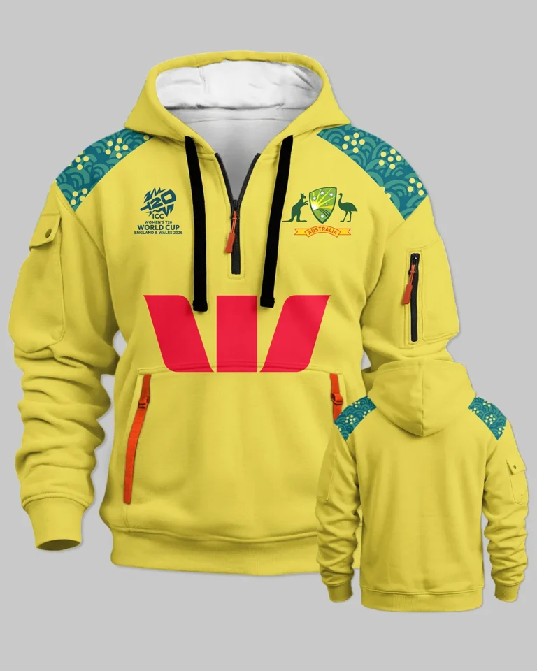 Cricket Australia ODI 2026 Women's T20 World Cup Hoodie Half Zipper All Over Prints - Gift for Australia Fans QTCK300326AA4-HDF