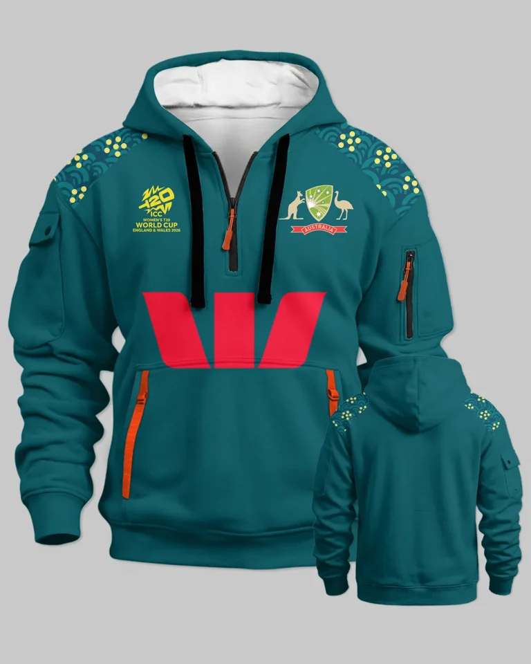 Cricket Australia 2026 Women's T20 World Cup Hoodie Half Zipper All Over Prints - Gift for Australia Fans QTCK300326AA5-HDF
