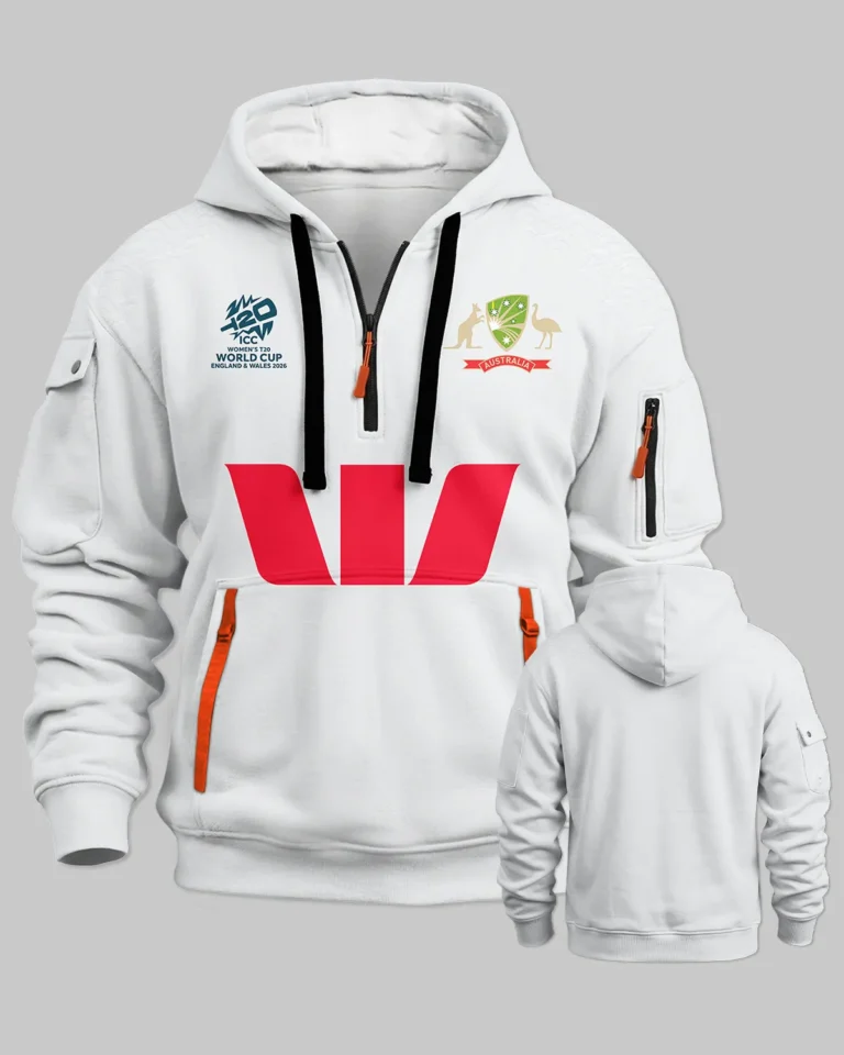 Cricket Australia Test 2026 Women's T20 World Cup Hoodie Half Zipper All Over Prints - Gift for Australia Fans QTCK300326AA6-HDF