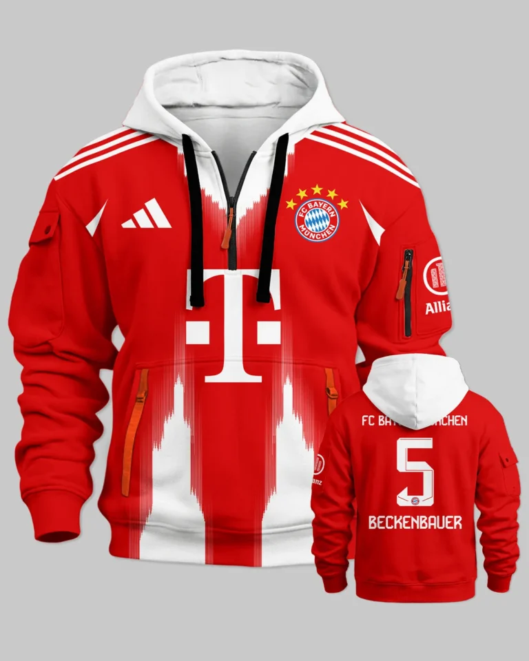 FC Bayern München Home Jersey 25/26 Hoodie Half Zipper All Over Prints - Gift for FC Bayern München Fans QTFCB310326A1-HDF