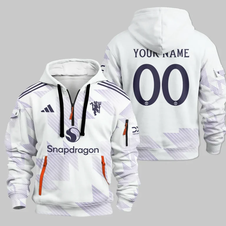 Manchester United 25/26 Away Kit Hoodie Half Zipper All Over Prints - Gift for Manchester United Fans QTMUN190326A2-HDF
