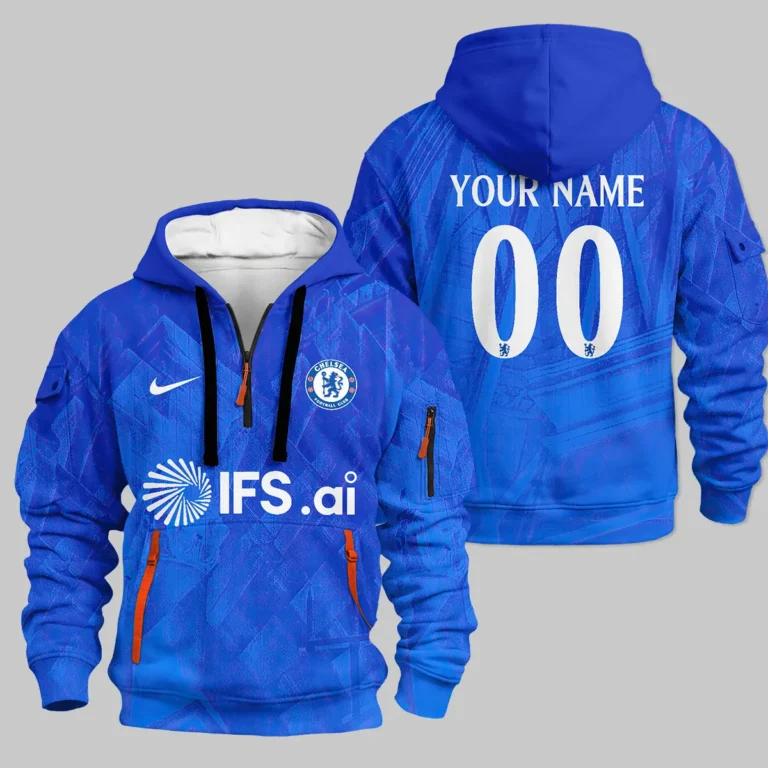 Chelsea 25/26 Home Kit Hoodie Half Zipper All Over Prints - Gift for Chelsea Fans QTVA1903CHE02-HDF