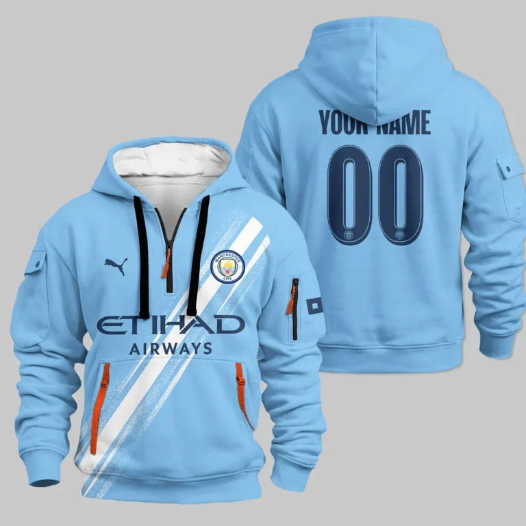 Manchester City 25/26 Home Kit Hoodie Half Zipper All Over Prints - Gift for Manchester City Fans QTVA1903MCI01-HDF