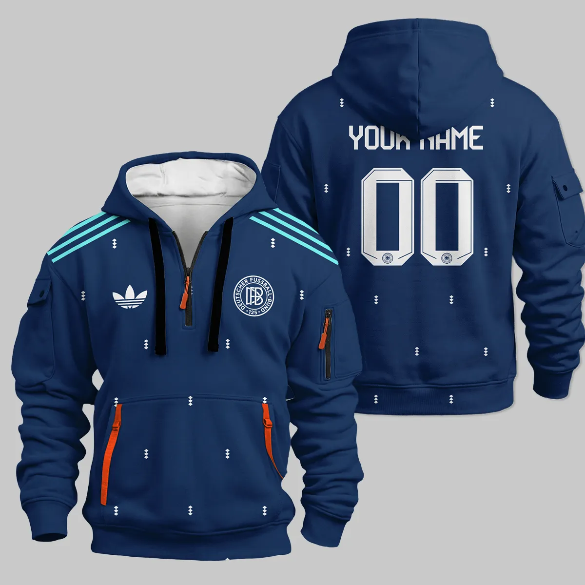 Germany 25/26 Away Kit Hoodie Half Zipper All Over Prints - Gift for Germany Fans QTVA2003GER3-HDF