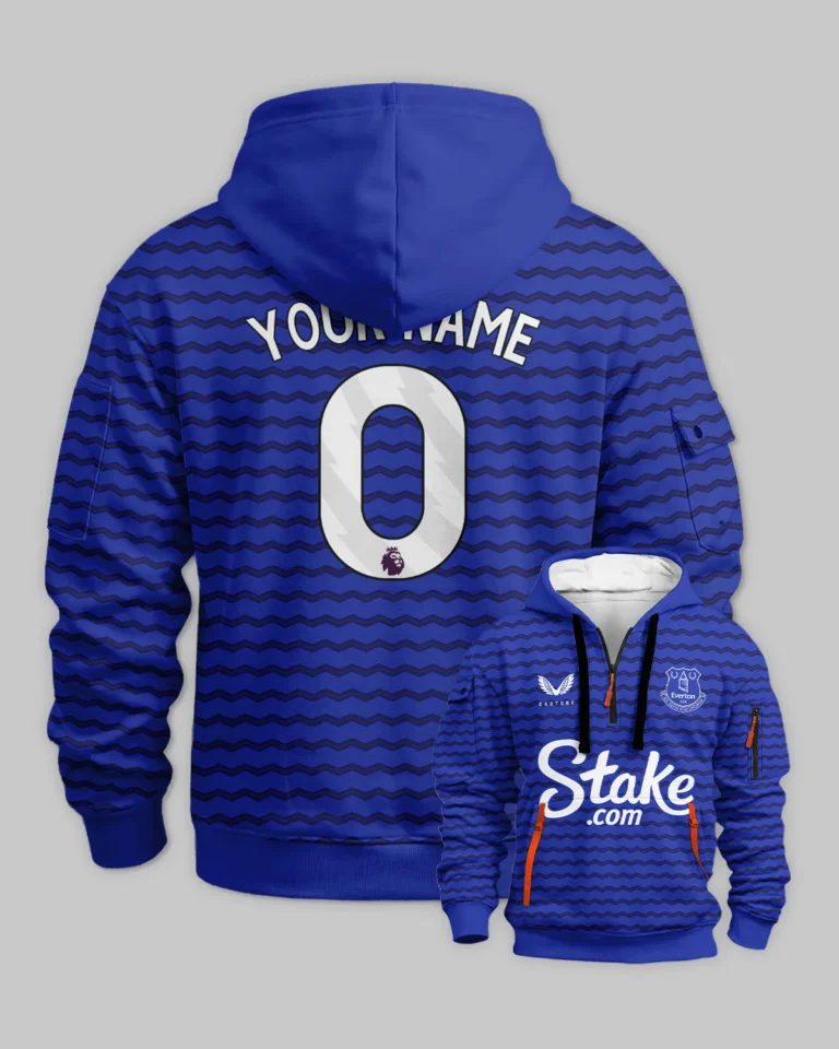 Everton 25/26 Home Kit Hoodie Half Zipper All Over Prints - Gift for Everton Fans QTVA2302EVE01-HDF