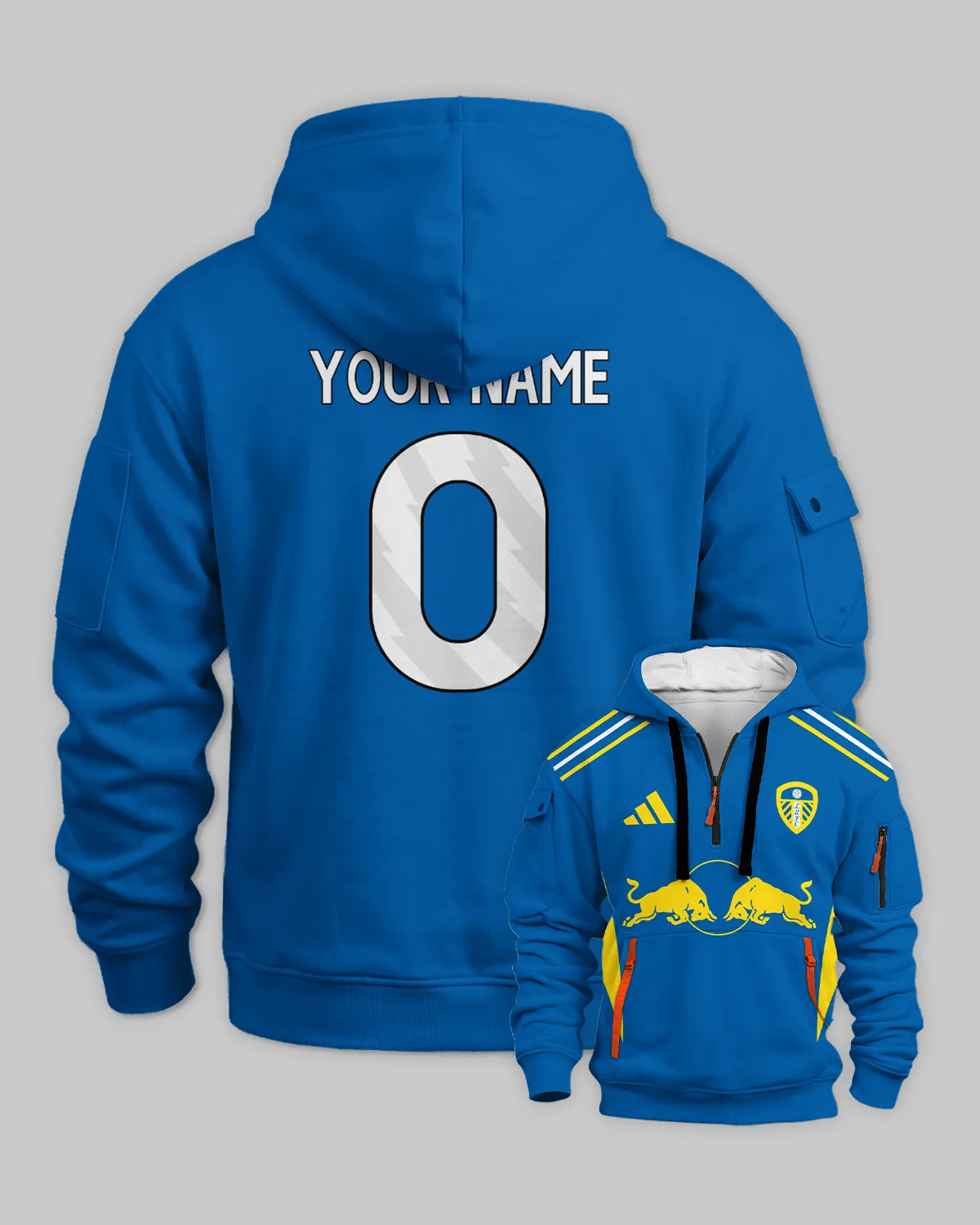 Leeds United 25/26 Away Kit Hoodie Half Zipper All Over Prints - Gift for Leeds United Fans QTVA2302LEE02-HDF