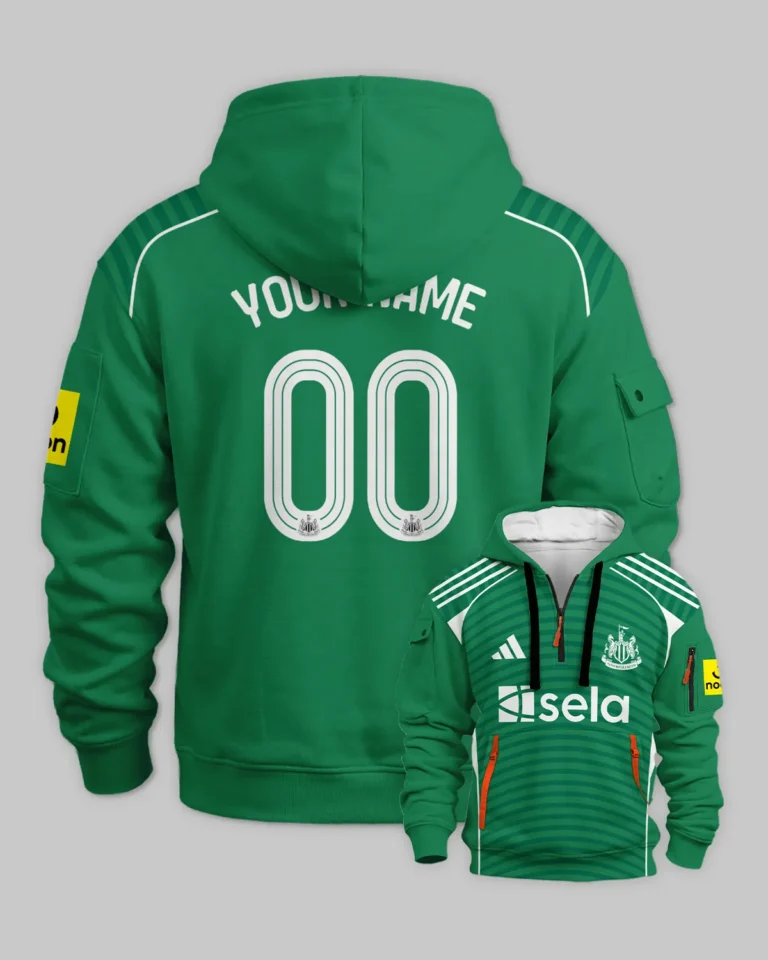 Newcastle United 25/26 Away Kit Hoodie Half Zipper All Over Prints - Gift for Newcastle United Fans QTVA2302NEW02-HDF