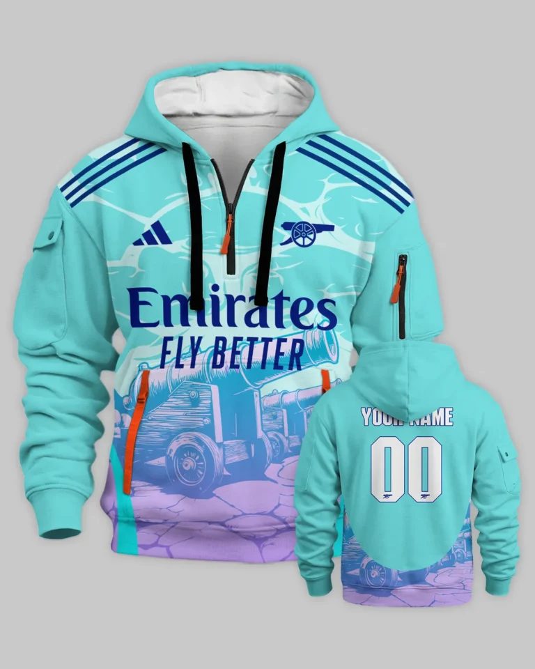 Arsenal Concept Kits Hoodie Half Zipper All Over Prints - Gift for Arsenal Fans QTVA3003ARS04-HDF