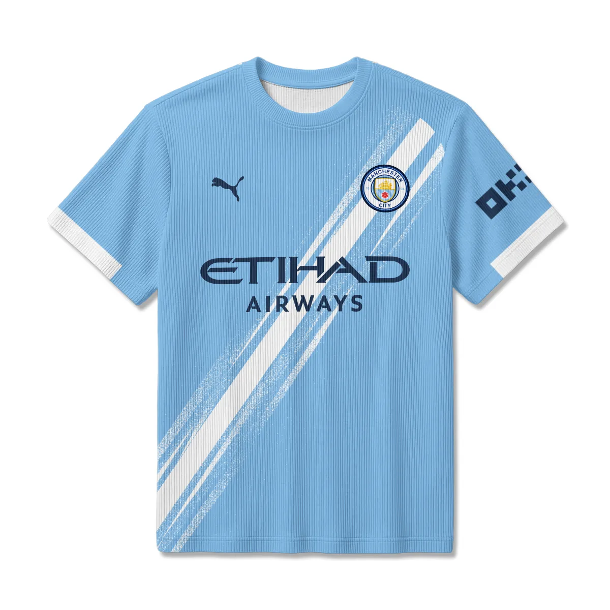 Manchester City 25/26 Home Kit Unisex Classic Logo Ribbed T-Shirt All Over Prints - Gift for Manchester City Fans QTVA1903MCI01-RTS - Image 2