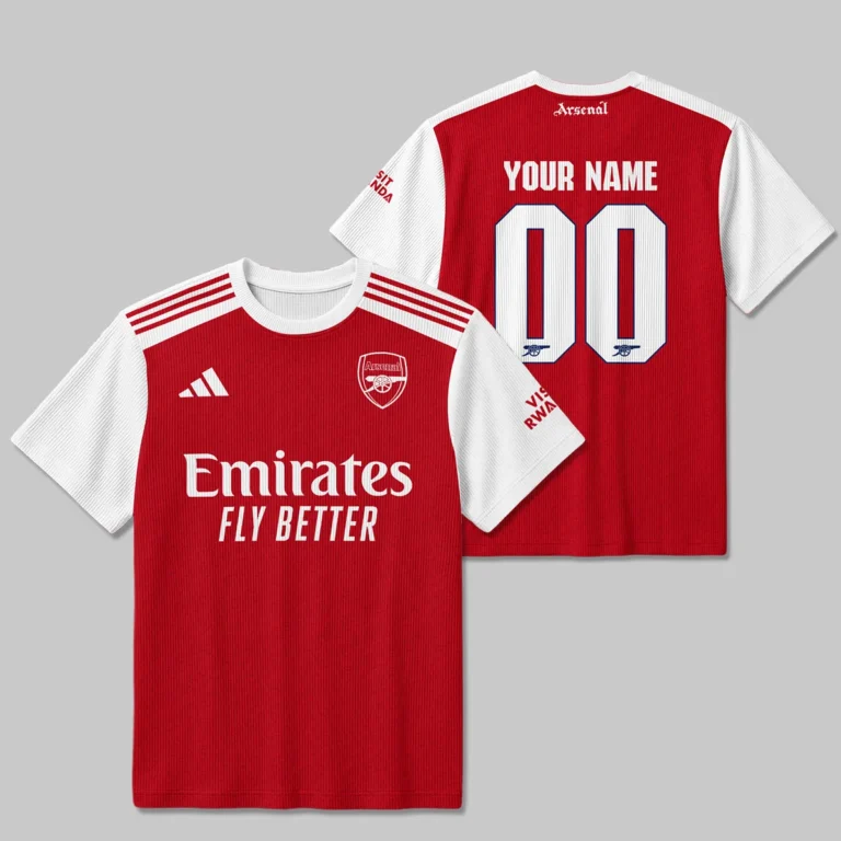 Arsenal 25/26 Home Kit Unisex Classic Logo Ribbed T-Shirt All Over Prints - Gift for Arsenal Fans QTARS190326A1-RTS