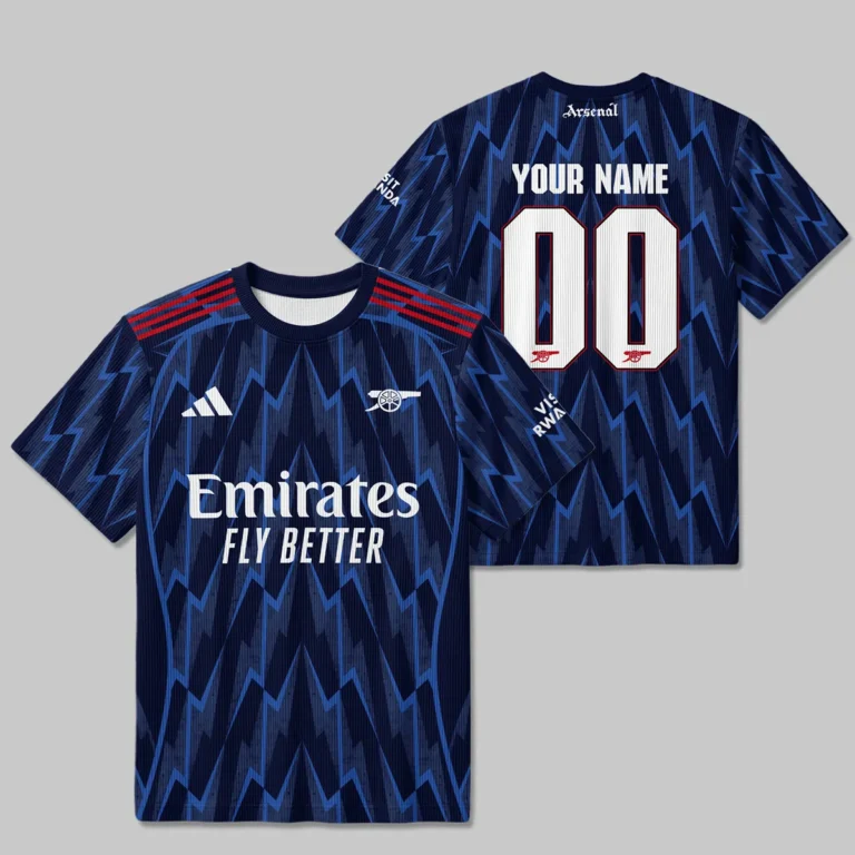 Arsenal 25/26 Away Kit Unisex Classic Logo Ribbed T-Shirt All Over Prints - Gift for Arsenal Fans QTARS190326A2-RTS