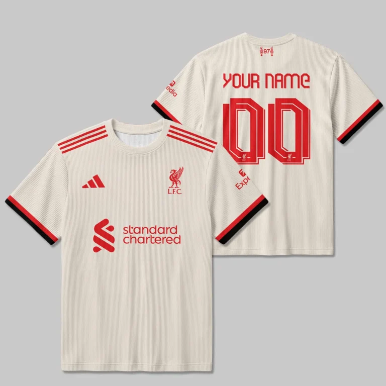 Liverpool 25/26 Away Kit Unisex Classic Logo Ribbed T-Shirt All Over Prints - Gift for Liverpool Fans QTLIV190326A2-RTS